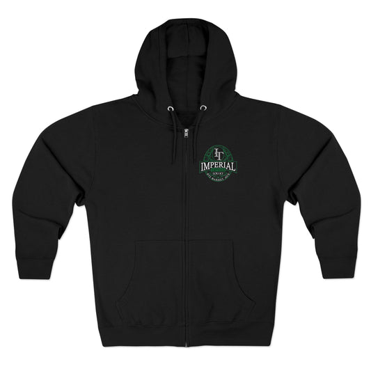 Hoodie | Smokers Green | Imperial Tattoo Unisex Zip Hoodie, Cool Graphic Hoodie, Streetwear Sweatshirt, Casual Zip-Up, Perfect Gift for Tattoo Lovers
