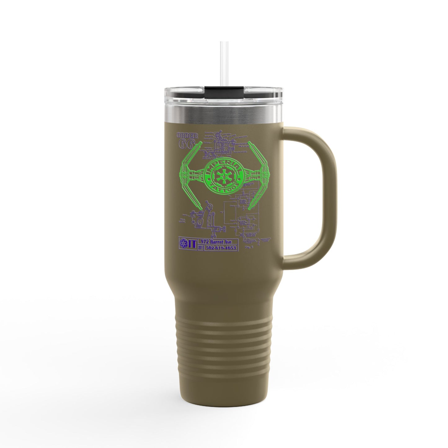 Insulated Travel Mug - 40oz Order 66 Design green/purple