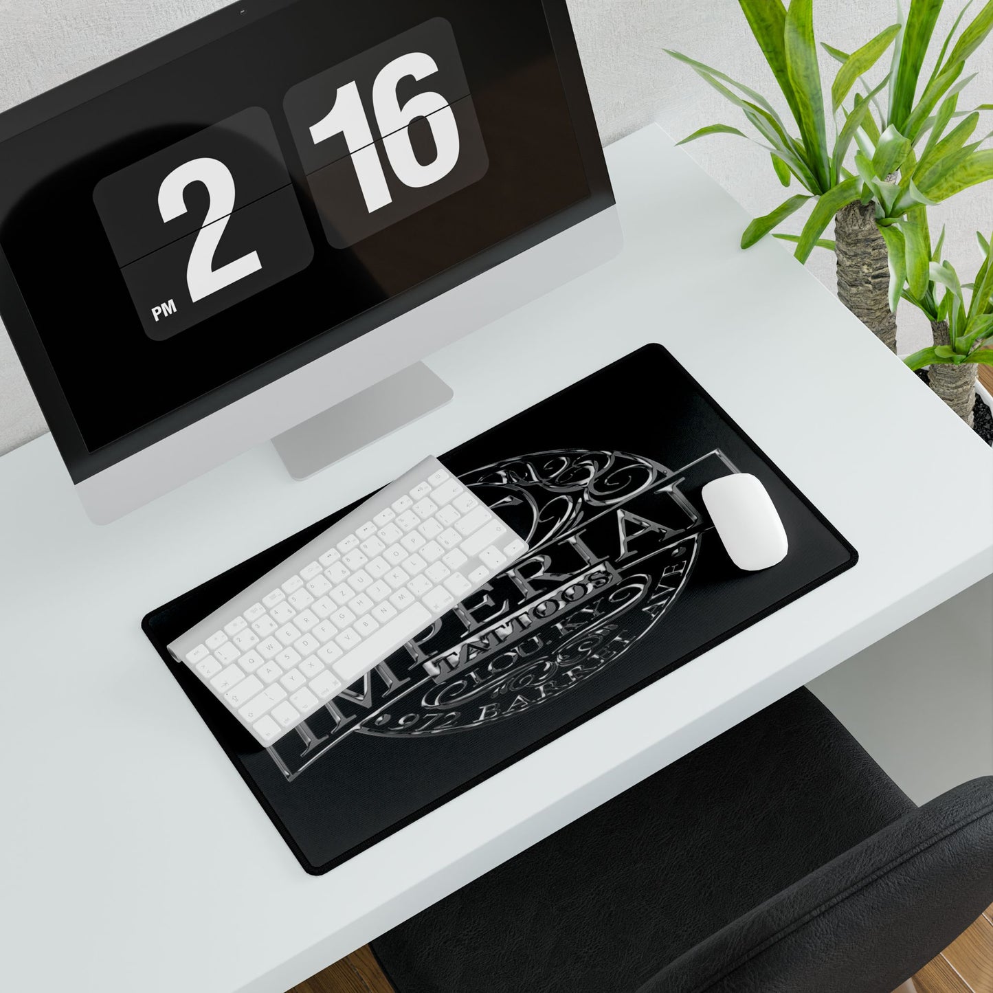 Imperial Tattoos Chrome Logo Desk Mat — Black Gaming/Work Desk Pad/Gun Cleaning