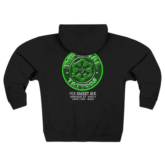 Hoodie | Gothic Green | Cog Green | Unisex Tattoo Print Zip Hoodie - Urban Style, Streetwear Comfort, Gift for Tattoo Lovers, Perfect for Casual Outings, Cool Layering Option