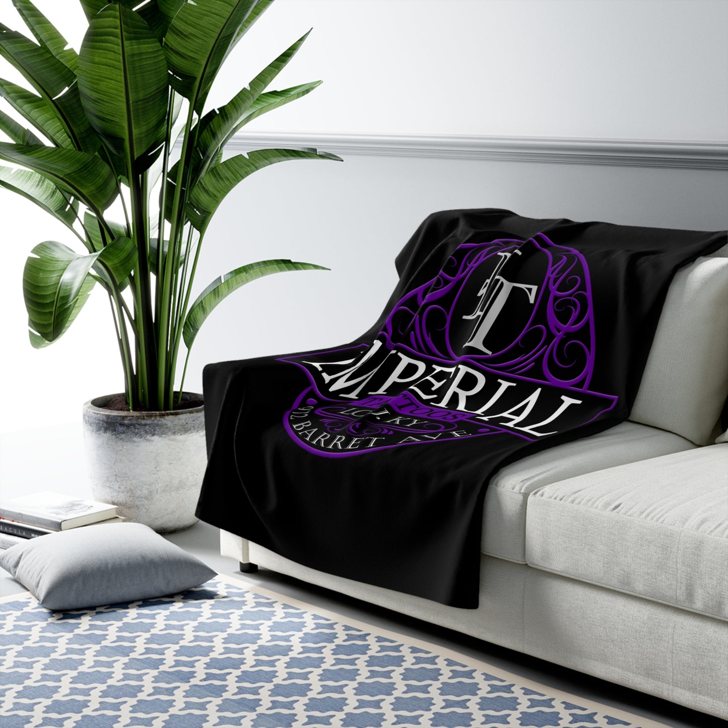 Sherpa Blanket — Imperial Tattoos Smokers Purple Logo Fleece Throw
