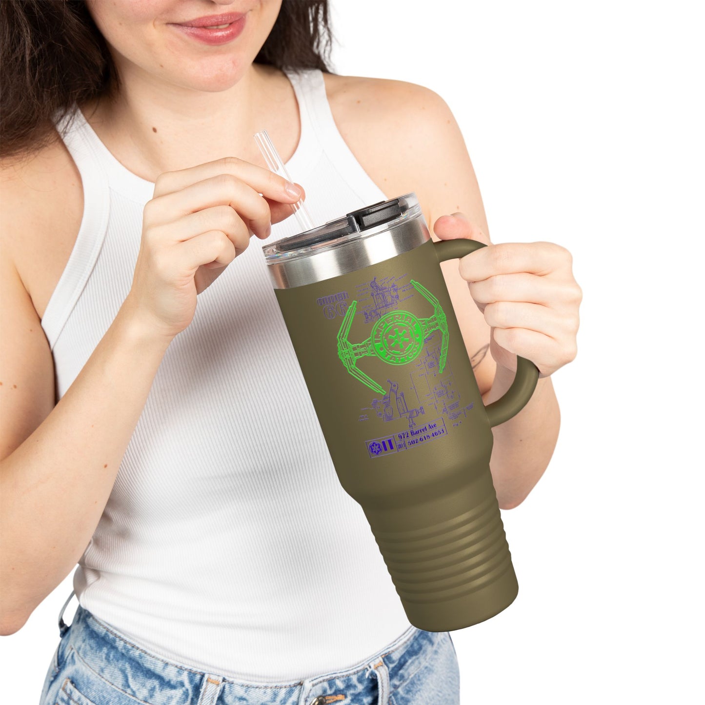 Insulated Travel Mug - 40oz Order 66 Design green/purple