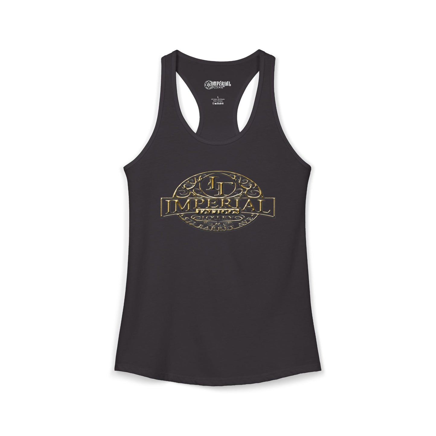 Women's Racerback Tank Imperial Tattoos GOLD Smokers