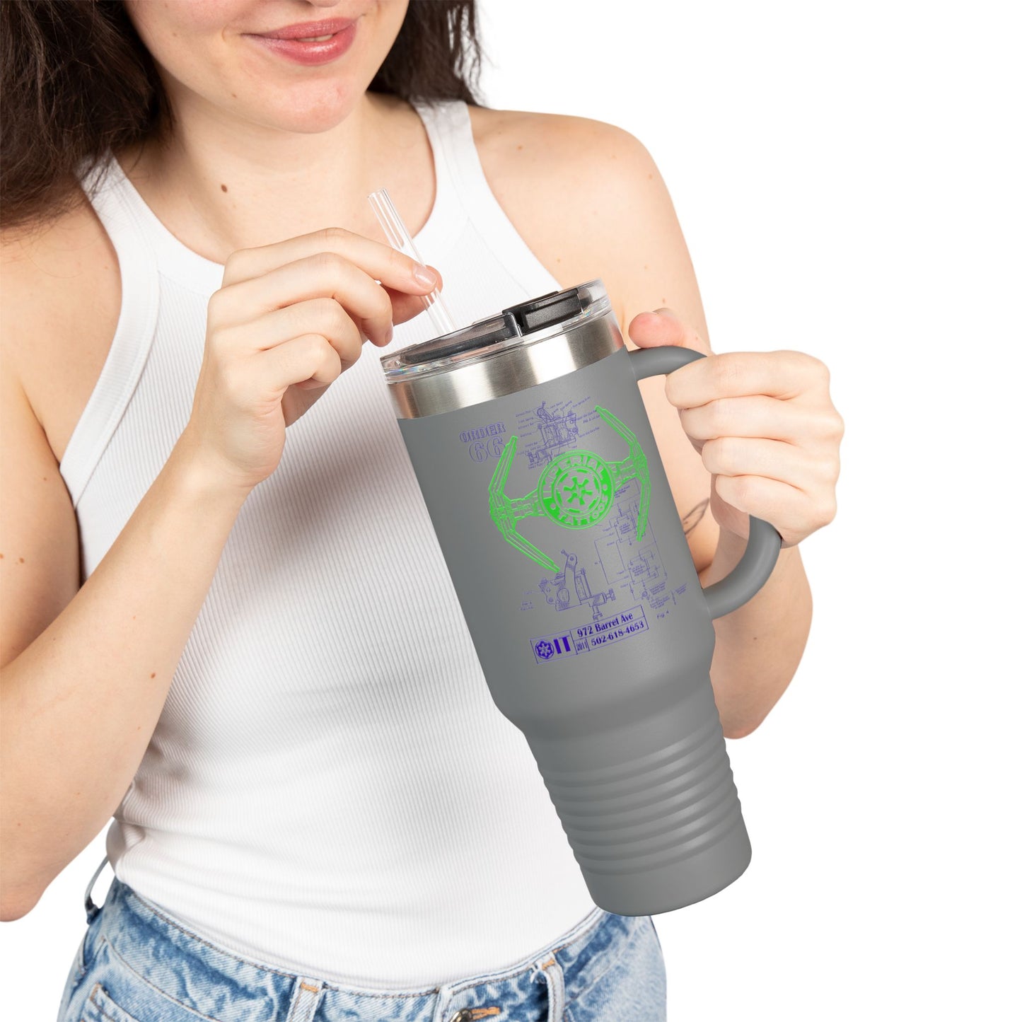 Insulated Travel Mug - 40oz Order 66 Design green/purple