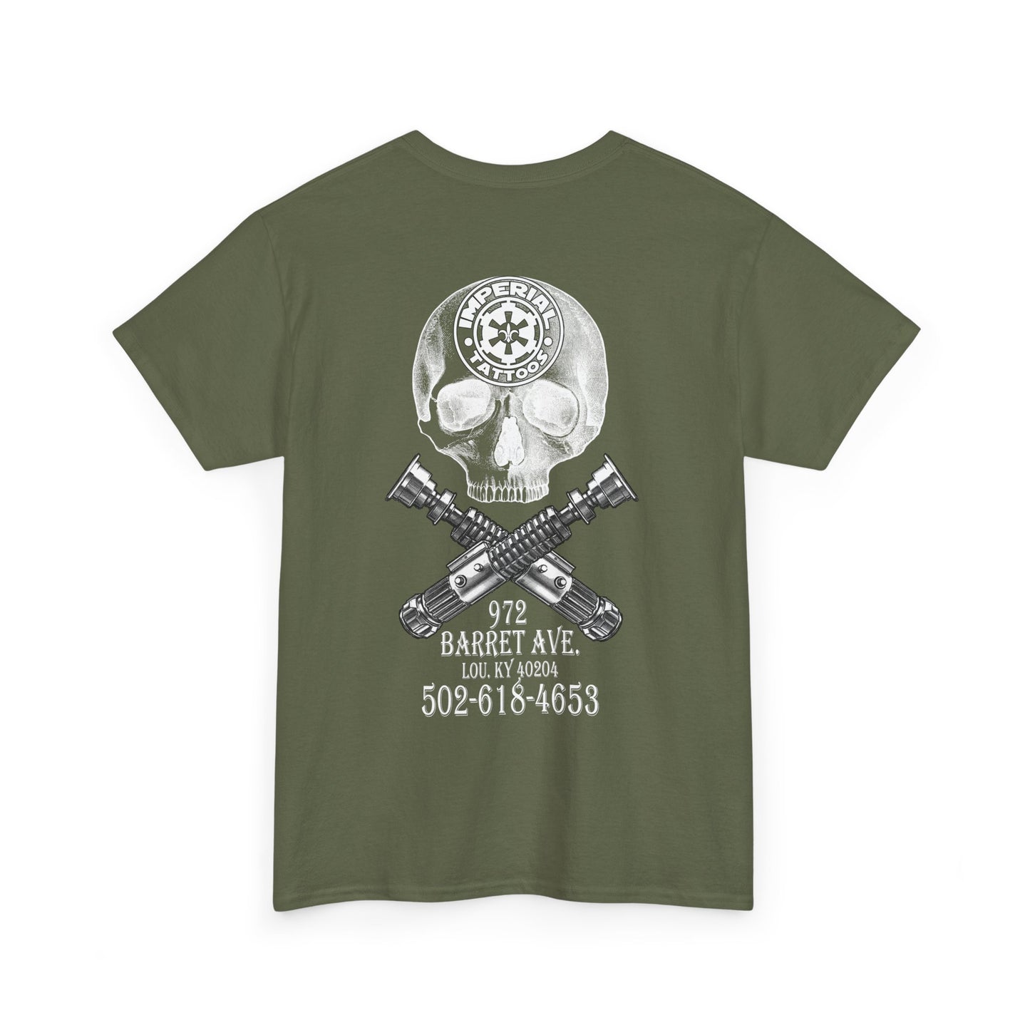 Cog front pocket, Skull & Sabers on back T-Shirt