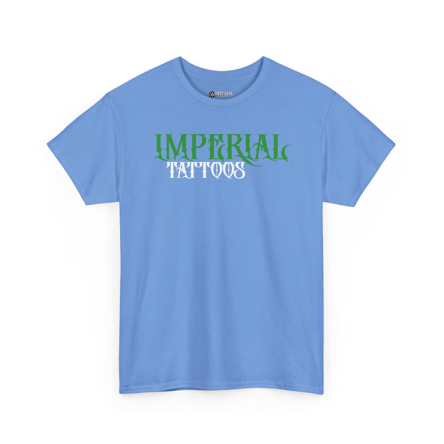 Gothic Green, White Font | Imperial Tattoos Unisex Heavy Cotton Tee, Cool Graphic Tee, Edgy Streetwear, Tattoo Lovers Shirt, Gift for Artists