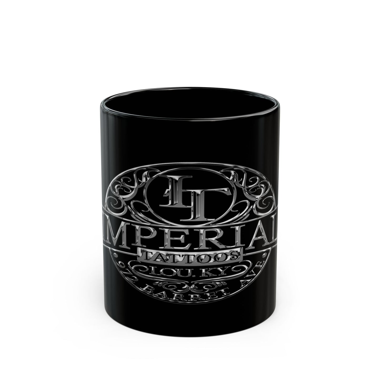 Imperial Tattoos | Black Ceramic Mug | Smokers Chrome — 11oz Coffee Cup