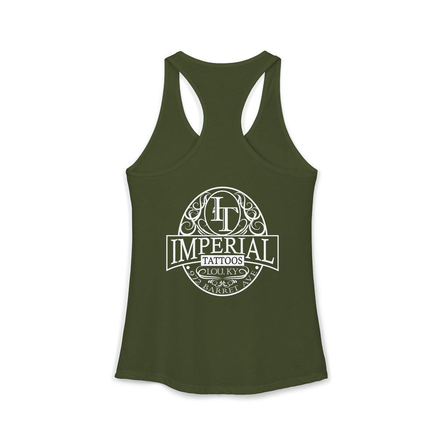 Women's Racerback Tank Imperial Tattoos WHITE Smokers