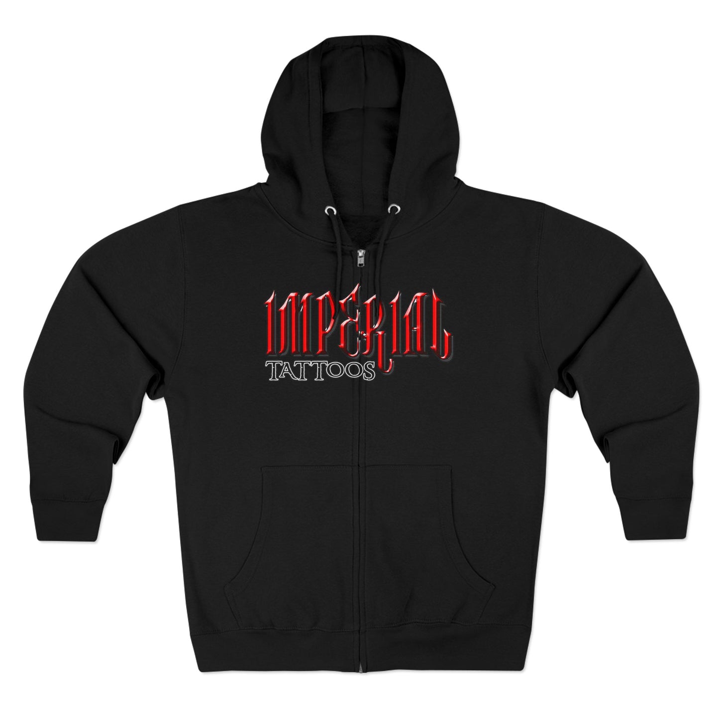 Hoodie | Ringbearer Red | Cog Red | Imperial Tattoos Zip Hoodie - Unisex Streetwear, Perfect for Tattoo Lovers, Relaxed Fit, Gift for Music Festivals, Casual Wear