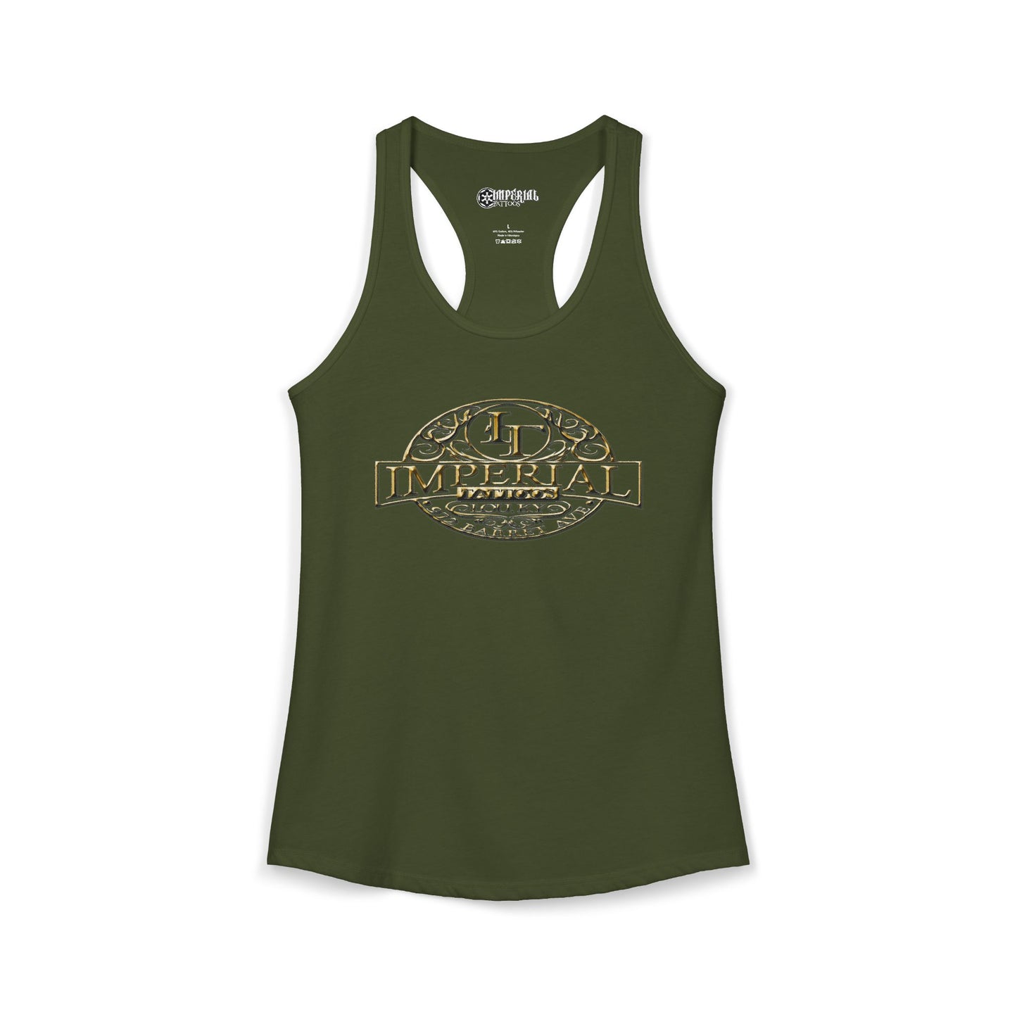 Women's Racerback Tank Imperial Tattoos GOLD Smokers