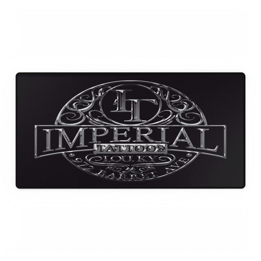 Imperial Tattoos Chrome Logo Desk Mat — Black Gaming/Work Desk Pad/Gun Cleaning