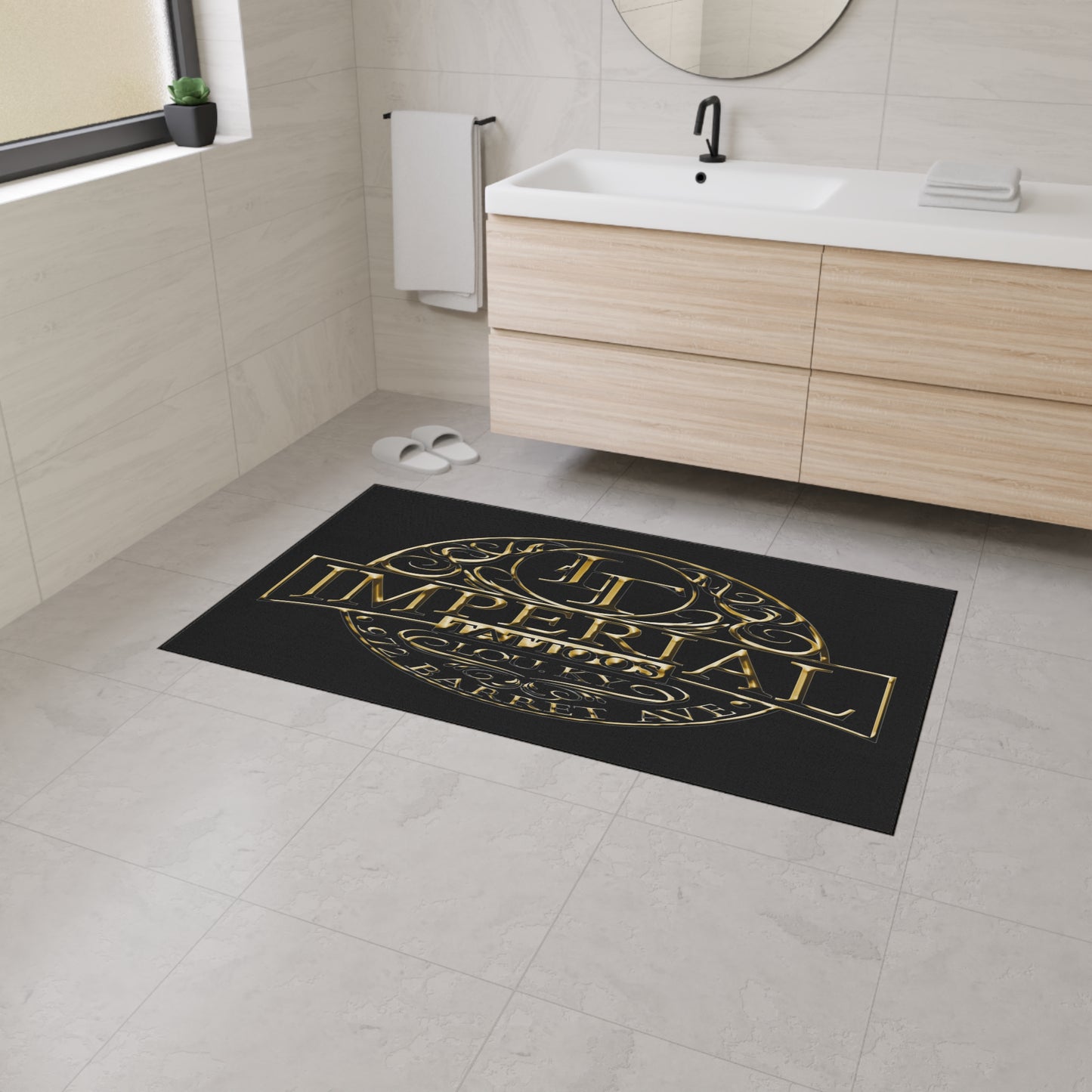 Heavy Duty Floor Mat — Imperial Gold Logo Entrance Rug for Tattoo Studios