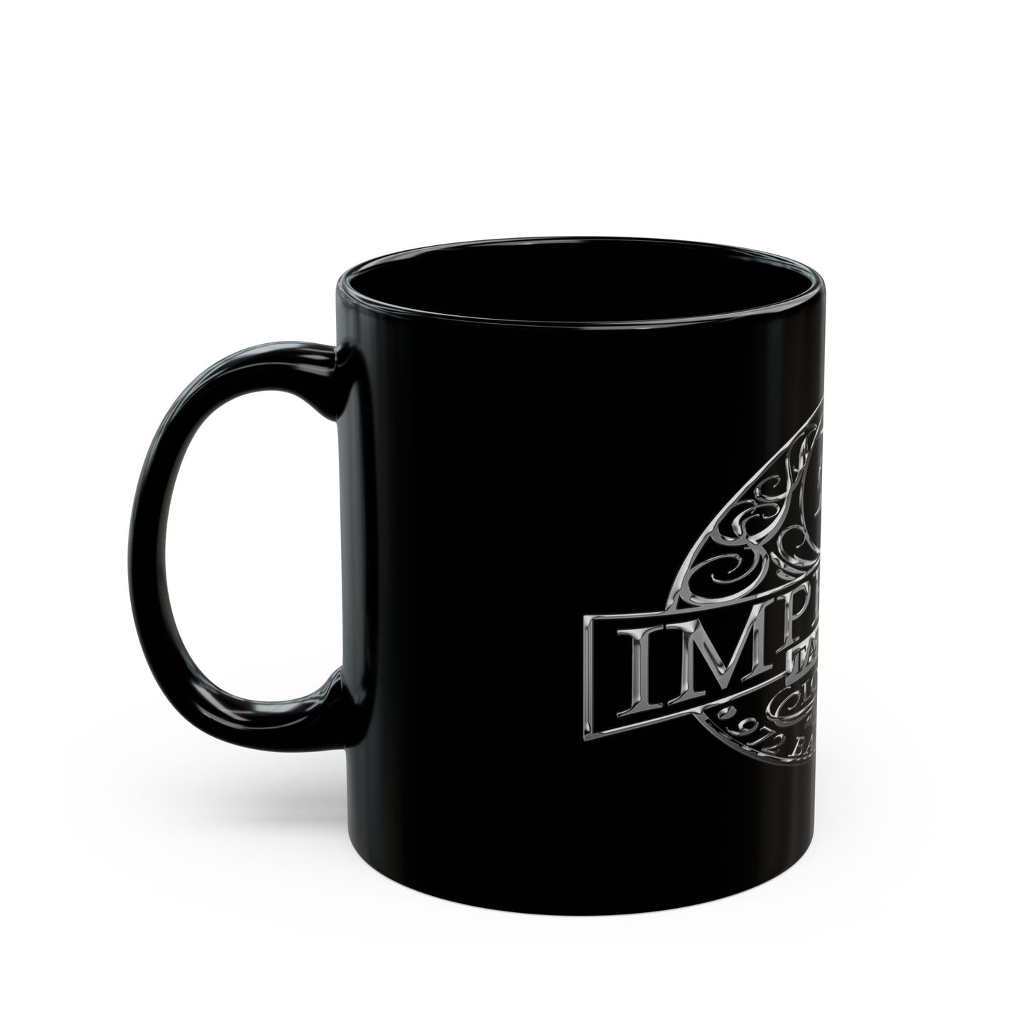 Imperial Tattoos | Black Ceramic Mug | Smokers Chrome — 11oz Coffee Cup